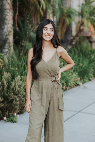 Olive Jumpsuit with Buckle